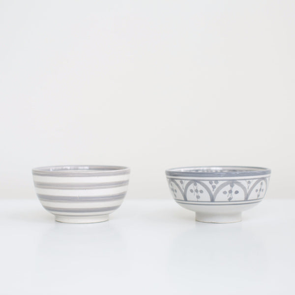 Hand-Painted Ceramic Snack Bowls - Grey (Set of 2)