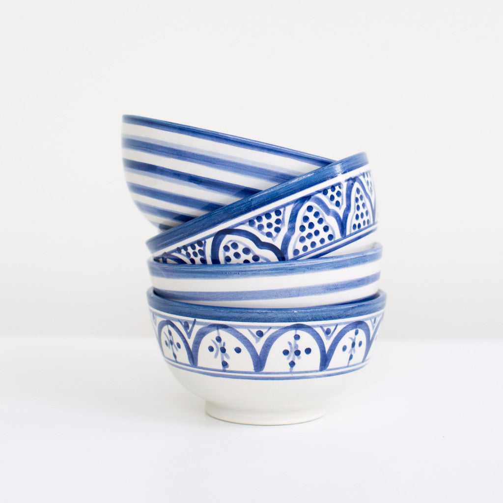 Hand-Painted Ceramic Soup Bowls - Royal Blue (Set of 2)